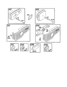 Gasket-Muffler Diagram and Parts List for 0256-0261 Briggs and Stratton Engine